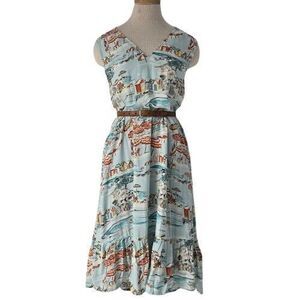 Lagenlook High Low Dress Women Medium Beach Lunch Lounge Coastal Boho Longline